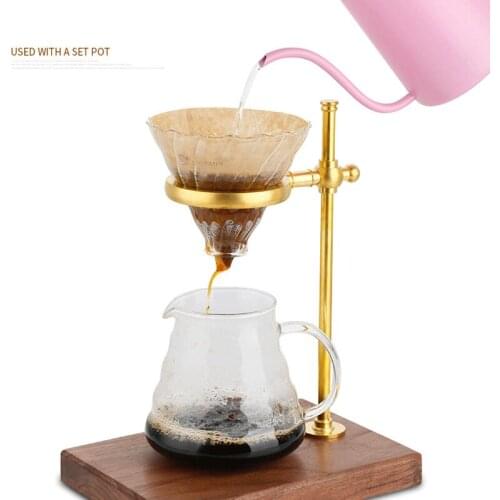 Brass coffee Filter Cup Holder Hand Punch Coffee Holder Walnut and Pure Copper Coffee Holder