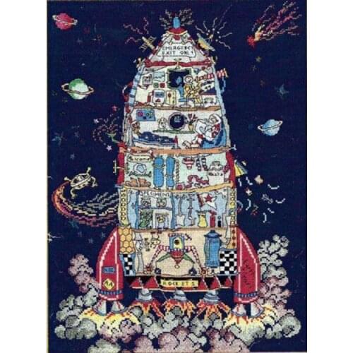 Top Quality popular hotselling counted cross stitch kit rocket ship in the space ET Bothy Threads