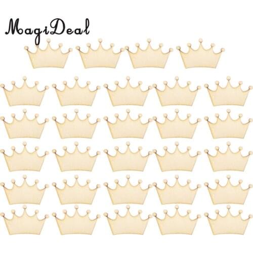 MagiDeal Lovely Crown Style 24Pcs Unfinished Wooden Pieces DIY Craft Embellishments Used for Scrapbooking Kewelry Making Decor