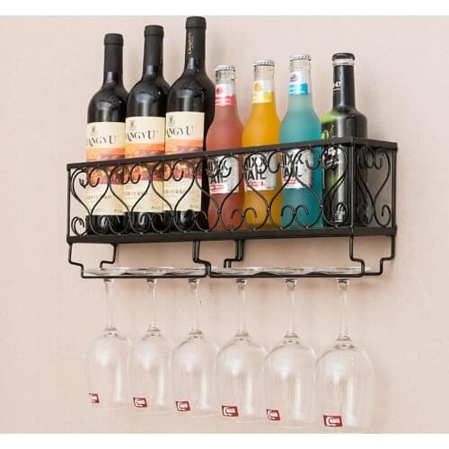 Metal Wine Rack with Bottle Holders Wall Mounted Organizer Glassware Storage Shelf Display Hanging Home Kitchen Decoration