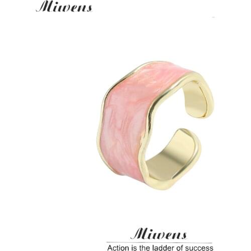 Miwens Vintage Wide Metal Open Rings for Women Charm Hot Selling Dripping Oil Adjustable Ring Valentine Gift Jewelry Hand Bijoux
