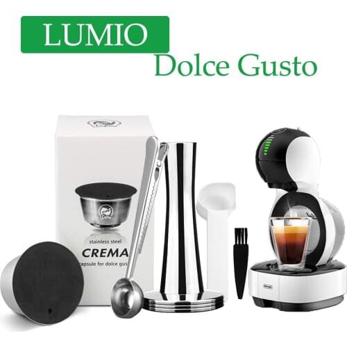 Reusable Coffee Capsule Crema for Dolce Gusto Coffee Filter Stainless Steel Refill Pod for LUMIO Coffee Maker Machine Tamper