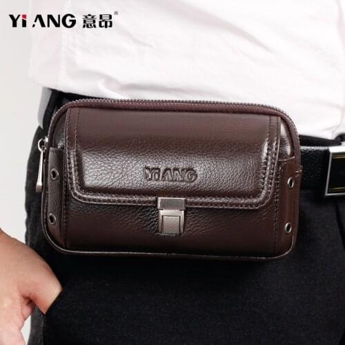 Mens Genuine Leather Waist Pack Designer High Quality Double Zip Casual Waist Bags Belt Loop Pouch Travel Retro Fanny Bag Male