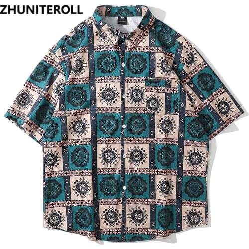 2021 Men Thin Hawaiian Shirt Hip Hop Harajuku Streetwear Graphics Print Beach Shirt Summer Short Sleeve Aloha Shirt Casual Shirt