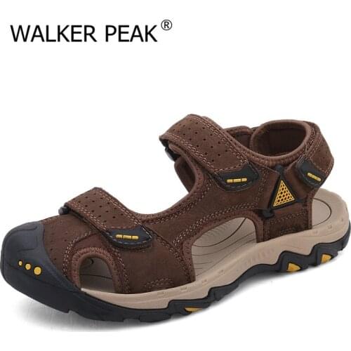 Size 38-47 Genuine Leather Cowhide Mens Sandals Summer Quality Beach Slippers Casual Footwear Outdoor Beach Shoes 2021 New