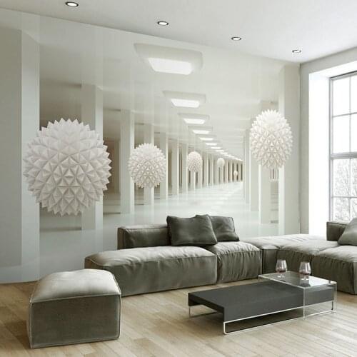 Custom Wall Mural Large Wall Painting Modern 3D Stereoscopic Abstract Art Space White Ball Living Room TV Backdrop Wallpaper 3D