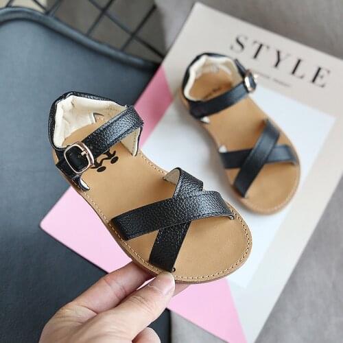 New Childrens Sandals Children All-match Cross Comfortable Soft-soled Sandals Girlss Casual Sandals Kids Summer Shoes 21-30