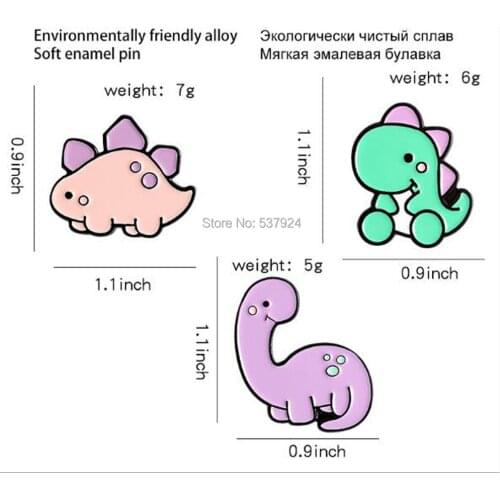 New 20Pcs Cute Cartoon Dinosaur Alloy Brooch Lapel Pin Action Figure Toy