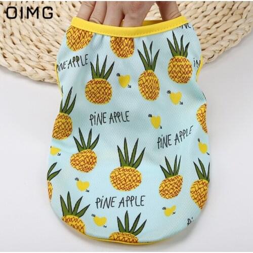OIMG Summer Dog Clothes Pineapple Print Dog Vest Shirts For Small Dogs Chihuahua Pomeranian Thin Puppy Outfits Cat T-shirts