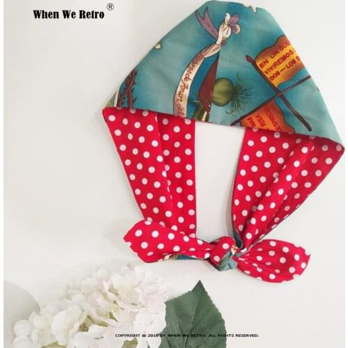 50s Retro Polka Dots Floral Opaska VD1909 Vintage Hair Accessories Headband Scrunchies Haarband Hair Ties for Women