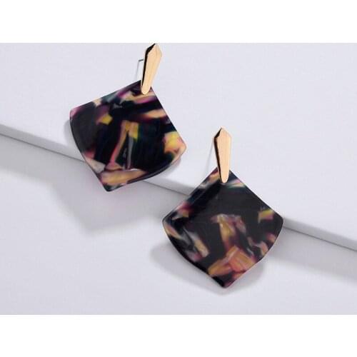 Kite Shape Resin Leopard Water Drops Earring