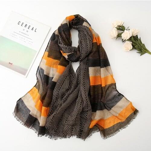 New style striped Geometric polyester scarf hijab women muslim scarves shawl summer lightweight beach long shawl wrap