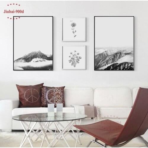 Nordic Poster Canvas Painting Forest Mountain Landscape Flowers Wall Art Posters And Prints Wall Pictures For Living Room SAN165