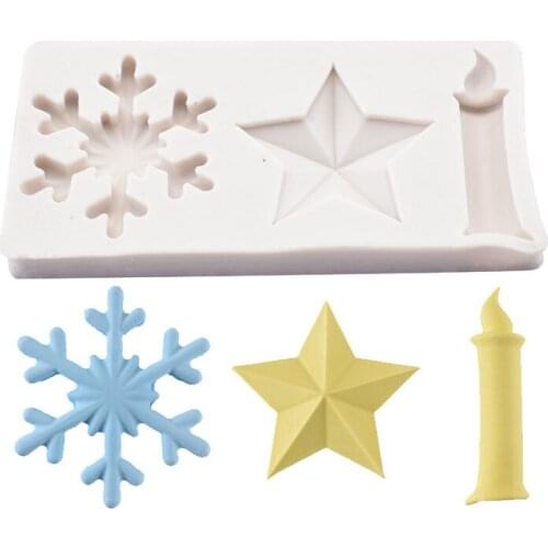 Snowflake five-pointed star candle silicone mold chocolate mold baking tool winter type fondant cake mold