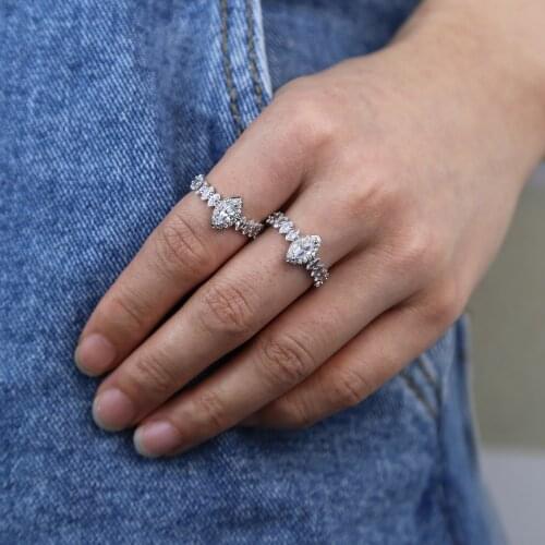 Sparking bling wedding engagement ring for women girl iced out cz finger rings