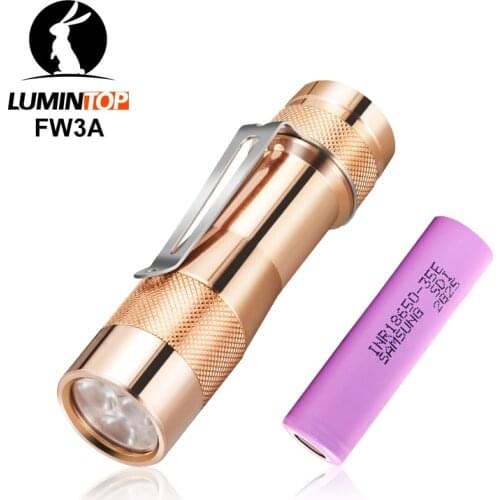 Lumintop FW3A Copper/Brass 18650 flashlight triple LED with Anduril firmware 2800 Lumens 200Meters tail switch