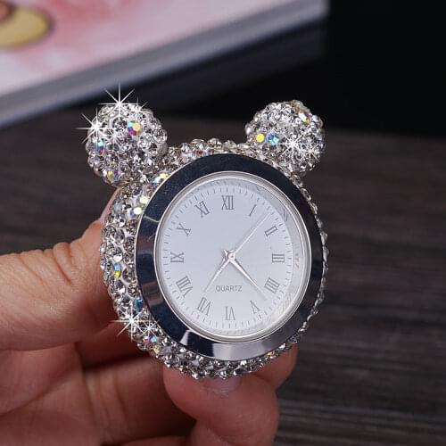 Car Ornament Crystal Clock Auto Watch Air Freshener Automobiles Interior Decor Rhinestone Clock Air Vents Clip Car Accessorie