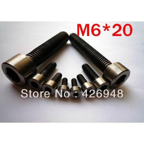 Free Shipping 50pcs M6 x 20 M6 Thread Diameter 20mm Length Hex socket head cap screw Titanium Screw