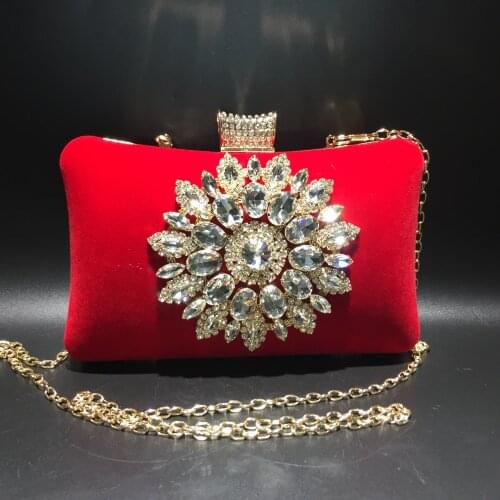 Female Diamond Bridal Handbag Red Black Purses And Handbags Luxury Evening Clutch Gilrs Fashion Bag Sunflower Crossbody Chain