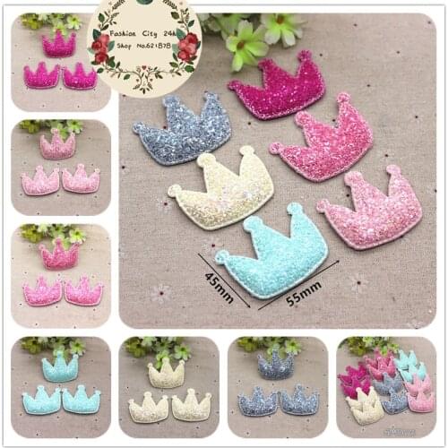 12pcs Non-woven Bling Crown Patches Glitter Felt Appliques for Clothes Sewing Supplies DIY craft hair bow center