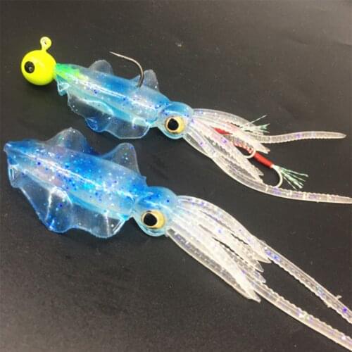 13cm 25g Fishing Tuna Lure Octopus Squid Skirt Fishing Soft Lure Rig Luminous Squid Jig Sea Fishing Wobbler Bait Jig Head Hook