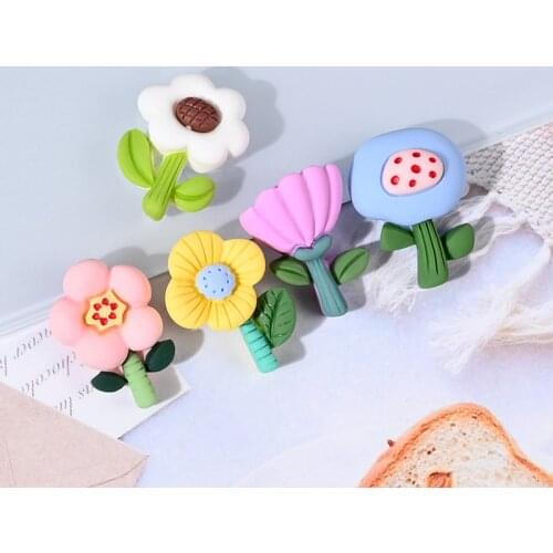 20Pcs Fashion Korean Flower Flat back Resin Cabochon Kawaii Jewelry Accessories DIY Scrapbooking Phone Case Decoration Crafts