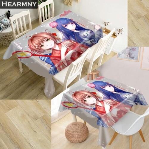 HEARMNY 3D Tablecloth Cardcaptor Sakura Oxford Cloth Dust-proof Rectangular Table Cover For Party Home Decor 100X140cm140X140cm2