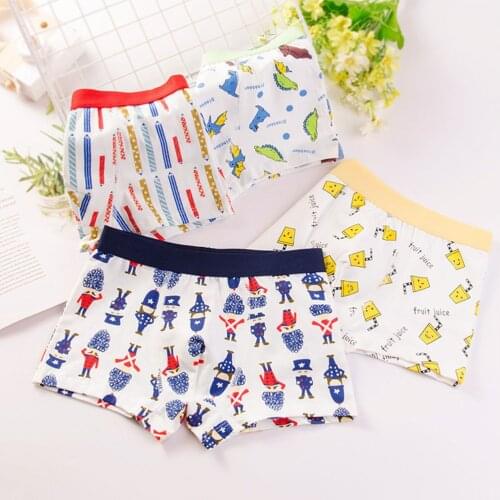 Childrens Underwear for Kids Cartoon Shorts Soft Cotton Underpants Boys Panties 4 Pcs Lot