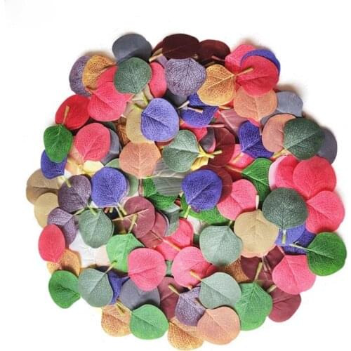 50pc Artificial Eucalyptus Leaves Green Plant Branches False Round Leaves Decoration Simulation Eucalyptus Leaves