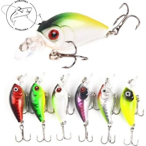 6Pcs/lot 45mm 3.8g Plastic Artificial Minnow Floating With 2 Hook For Sea River Wobblers Crankbait Fishing Tackle Hard Bait