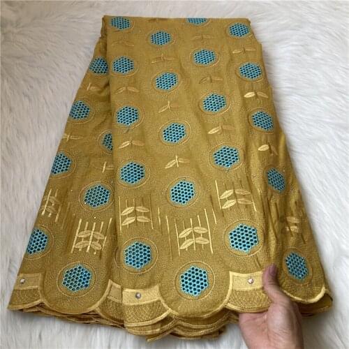 African Dry 100%Cotton Lace Fabric 2021 High Quality Lace Swiss Voile Lace In Switzerland Nigerian Lace Fabrics For Sewing 5Yard