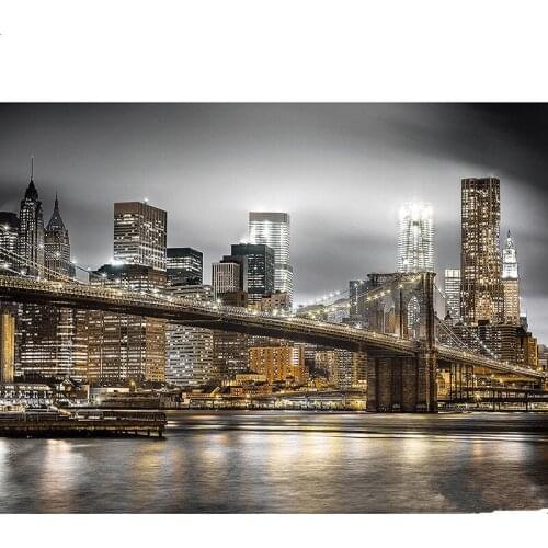 Rhinestone Full Square / Round Drill 5D DIY Diamond Painting "Brooklyn Bridge" 3d Embroidery Cross Stitch Home decor mural FZ798
