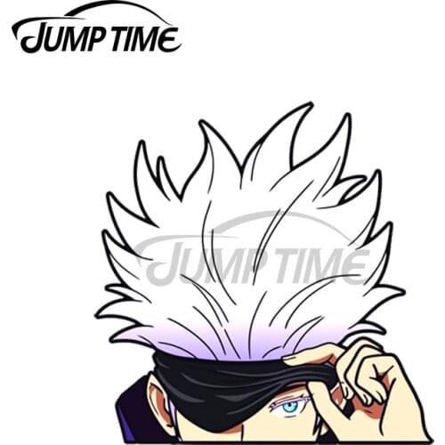 Jump Time 13 x 10.3cm For Jujutsu Kaisen Gojo Satoru Peeker Anime Car Stickers Windows Vinyl Decal Waterproof 3D Car Decal
