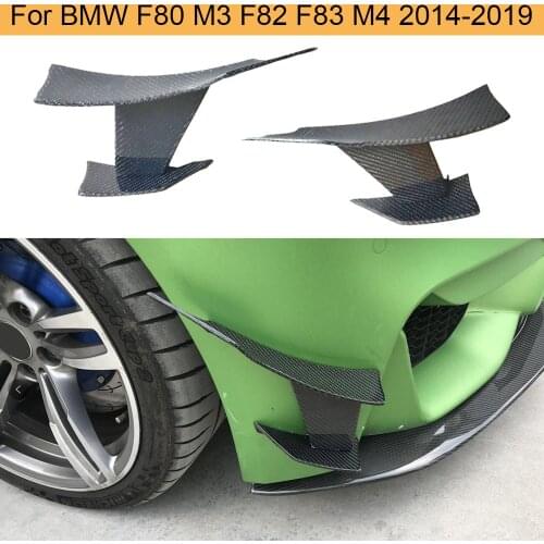 Carbon Fiber Car Front Bumper Side Fins Canards For BMW F80 M3 F82 F83 M4 2014-2018 Front Splitters Blades Fins ABS Carbon Look