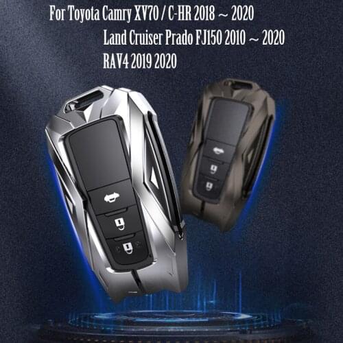 Zinc Alloy Car Key Case Shell Full Cover Auto Key Decoration For Toyota Camry XV70 2018~2020 Land cruiser Prado FJ150 2018~2020