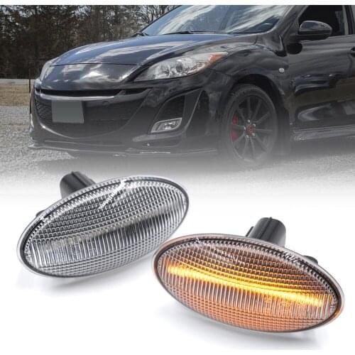 2pcs Clear Lens Amber Color Led Fender Side Marker Turn Signal Light for 04-11 Mazda 3 Mazdaspeed3 BK BL M2 M3 M5 M6 MPV BT-50