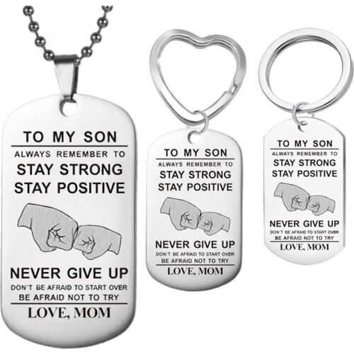 Hot To my Boy Always Remember To..Start Over Be Afraid Not To Try Love Mom Dog Tag Necklace / Keychain Birthday Graduation Gift