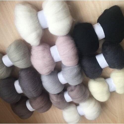 Ceramic wool feltro mixed feutrine naaldvilten lana merino wool fibre roving for needle feling wool set crafa 240G 20G/COLOR