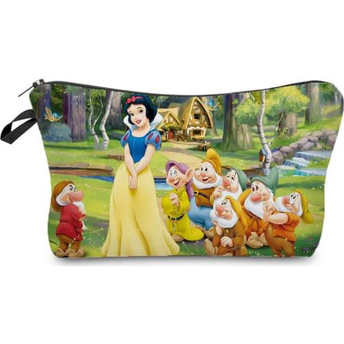 Disney Princess Snow White and Seven Dwarfs Printing Makeup Bag Girl Organizer Bag Child Candy Bag Lady Mini Travel Cosmetic Bag