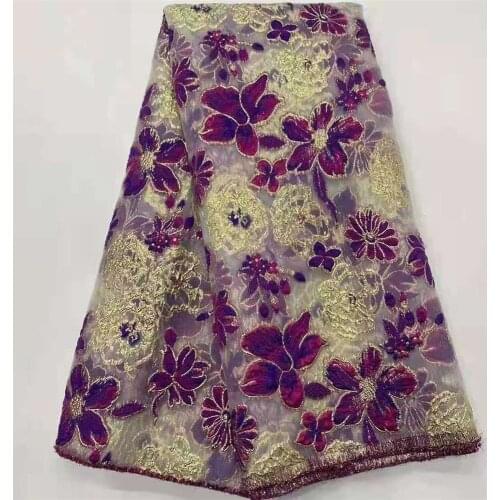 African Brocade Lace Fabrics With Jacquard Weave 5 Yards/pcs African Jacquard Brocade Lace Fabric French Tulle Lace For Dress