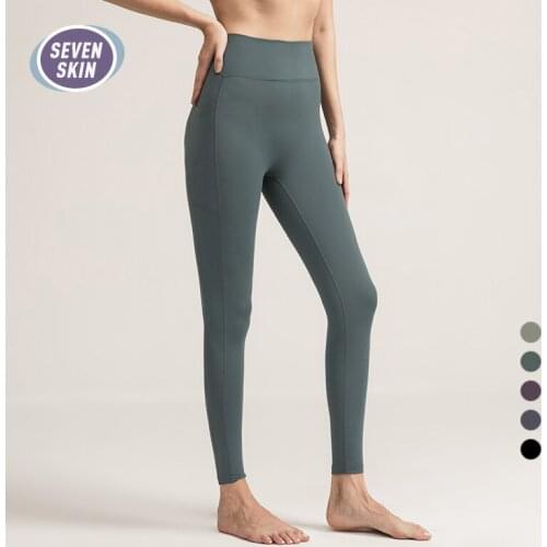 SEVEN SKIN Yoga Pants with Pocket Gym Sports Leggings Womens High Waist Yoga Leggins Running Fitness Pants Workout Yoga Tights