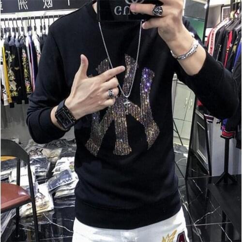 Best Selling Diamond Hoodies In Autumn and Winter 2021 New Mens Slim Long Sleeve Bottoming Sweatshirt