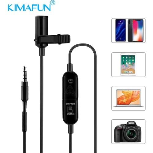 KIMAFUN Mini Lavalier Microphone 6M Clip-on Collar Condenser Microphone Handsfree Lapel Mic for PC iphone Android DSLR Camera