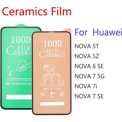 50Pcs\Lot 100D Full Cover Soft Ceramic Tempered Glass For Huawei Nova 5T 5Z 7 5G 7I 6 SE Protector Film