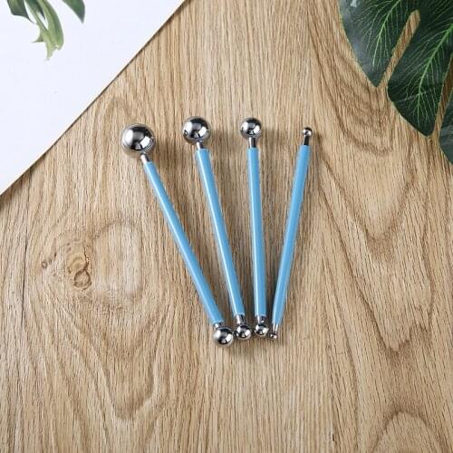 4pcs 8 Size Ball Modelling Tool Stainless Steel Fondant Cake Sugar Paste Flower Decorating Ball Clay Engraving Tools Set