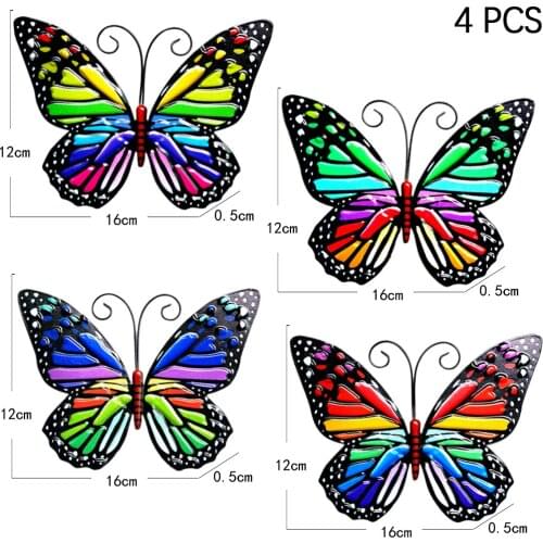 4x Butterfly Garden Wall Decor Yard Patio Fence Sculpture Hanging Decoration
