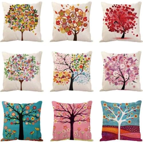 Plants Printed Cushion Cover Polyester Trees Decorative Pillowcase Tropical Plant Pillow Cover High Quality Cushion Cover