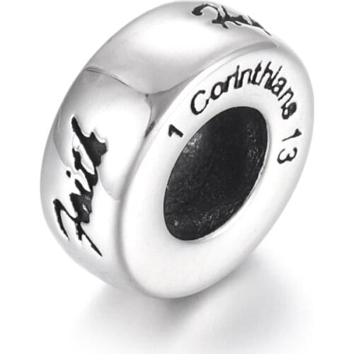 Stainless Steel Spacer Bead Engraved Polished 6mm Large Hole Metal Beads Charms for DIY Bracelet Jewelry Making Accessories