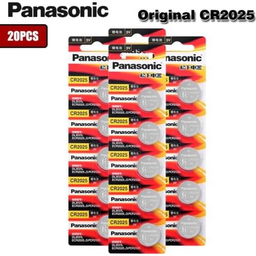 PANASONIC 20Pcs 3V CR2025 ECR2025 LM2025 DL2025 BR2025 Button Coin Cell Lithium Battery Calculator Toy Medical Device Batteries