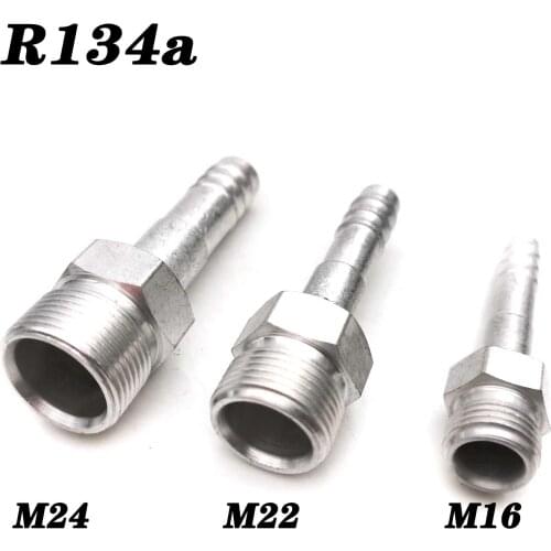 R134a Pipe Joints,Straight/curve Male Insert O-ring Barbed Fitting For A/C Refrigerant Hose Clamp,Tooth Outside Joint M16M22M24